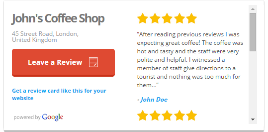 Google Review Card Example